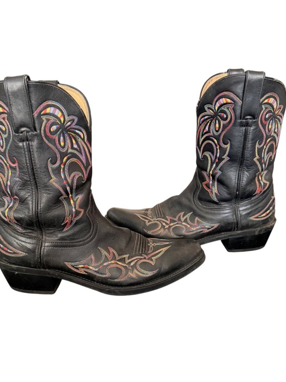 Durango Black Leather Embroidered Western Cowboy Boots Size 7.5 Men’s 9 Women’s